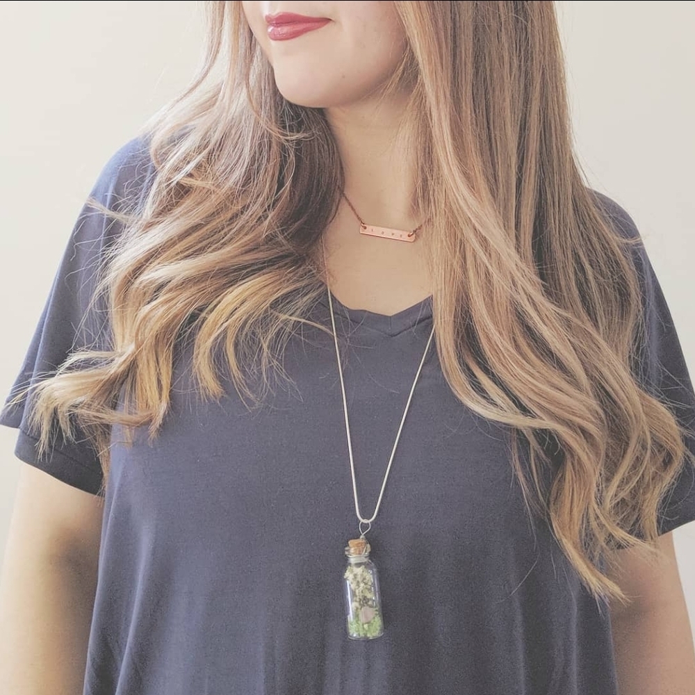 Dried flower & crystal bottle necklaces